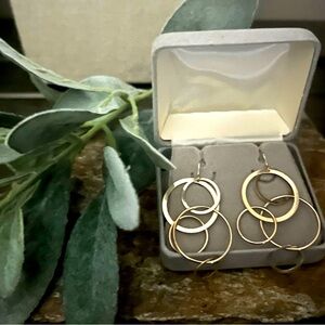 Vintage Gold Toned Dangle Geometric Earrings